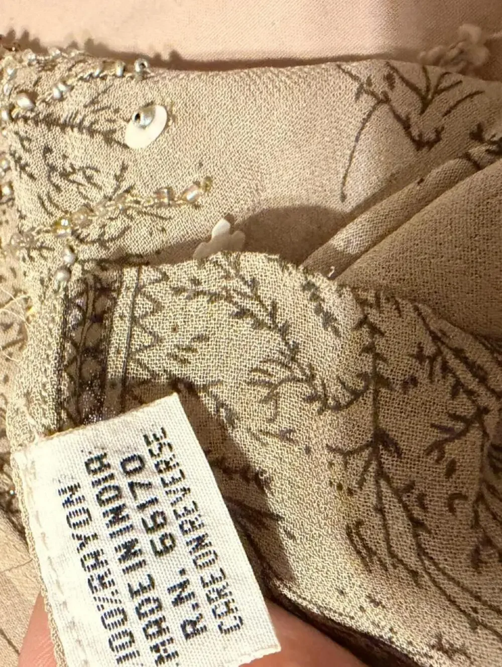 Y2k Vintage Anthropologie / Free People Earthy Boho Beaded Rayon Scarf Shawl